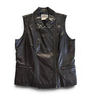 A.M.I - Vintage Vegan Leather Biker Moto Vest - XL